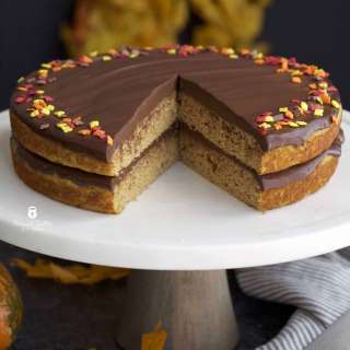 Pumpkin Protein Cake with Dark Chocolate Ganache