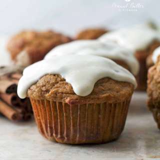 Pumpkin Protein Oatmeal Muffins with Cream Cheese Icing