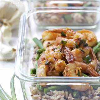 Spicy Garlic Shrimp with Asparagus and Rice