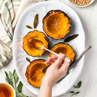 Roasted Acorn Squash with Sage Brown Butter