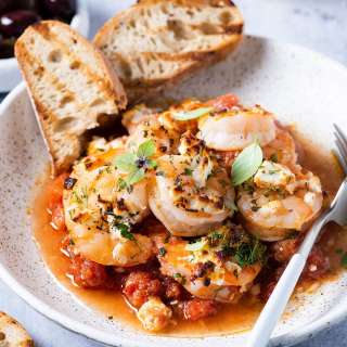 Shrimp Saganaki (Greek-style shrimp with tomatoes and feta)