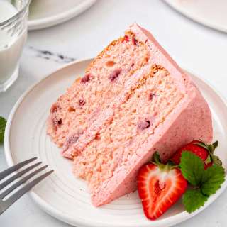 Homemade Strawberry Cake with Strawberry Buttercream