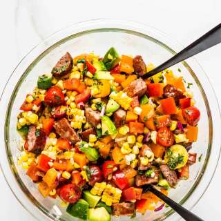 Grilled Corn Salad Recipe with BBQ Sausage