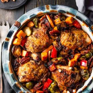 Chicken with Brussels Sprouts and Sweet Potatoes Recipe