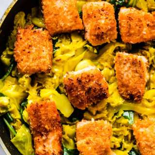 Crispy Coconut Salmon with Curried Cabbage Recipe