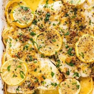 Baked Lemon Fish with Garlic Butter