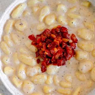 Cacio e Pepe Gnocchi with Spicy Pancetta