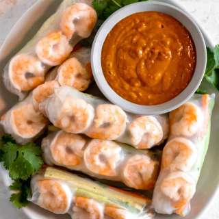 Vietnamese Shrimp Spring Rolls With Spicy Peanut Sauce