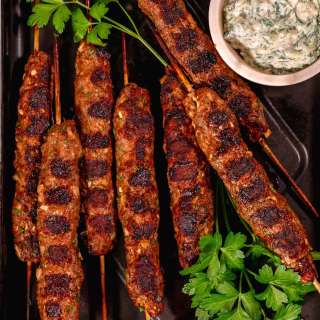 Lamb and Beef Kofta Kebab with Spicy Tzatziki Sauce