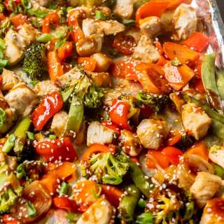 Sheet Pan Chicken and Veggies with Sesame Sauce