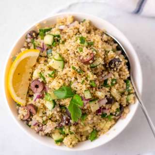 Vegan Greek Quinoa Salad (with Option to Add Chicken)