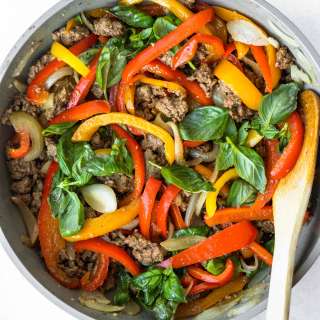 Quick and Easy Thai Basil Ground Beef Skillet