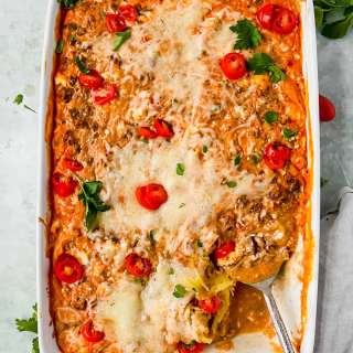 Baked Spaghetti Squash Casserole (Low Carb, High Protein)
