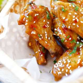 Crispy Baked Chicken Wings with Orange Sauce