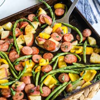 Sheet Pan Sausage & Veggies with Cajun Butter Sauce