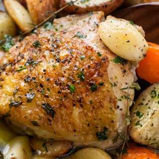 One Pan Roasted Chicken and 40 Cloves of Garlic