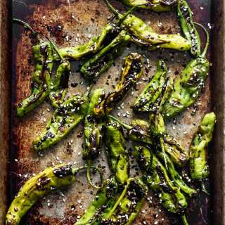 Roasted Shishito Peppers with Soy Glaze