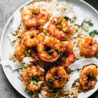 Caramel Shrimp with Coconut Rice