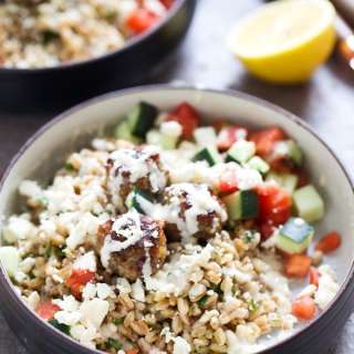 Greek Meatball Farros Bowls
