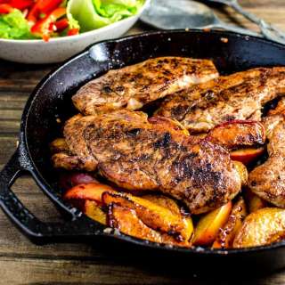 Pan Fried Pork Chops (Five Spice Pork) And Peaches