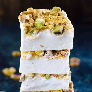Orange blossom marshmallows with pistachios