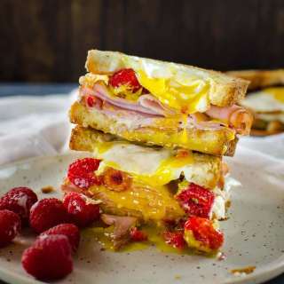 Ham and Egg Sandwich (with Raspberries)