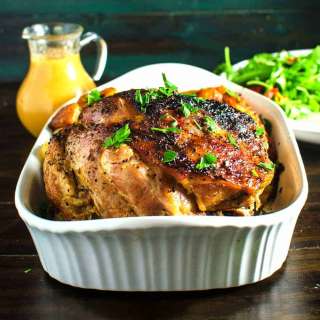 Slow Braised Pork Roast with Spiced Pear and Apple Sauce