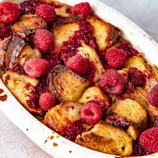 Raspberry Croissant Bread Pudding