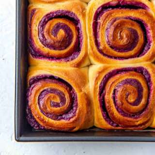 Overnight ube bread rolls