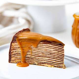 Chocolate Crepe Cake with Salted Caramel Filling