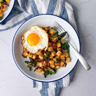 Celeriac Hash with Bacon and Swiss Chard