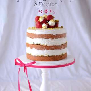 Raspberry Cake with Pistachio & Rose Swiss Meringue Buttercream
