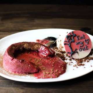 Raspberry and White Chocolate Lava Cake (The Bleeding Heart Cake)