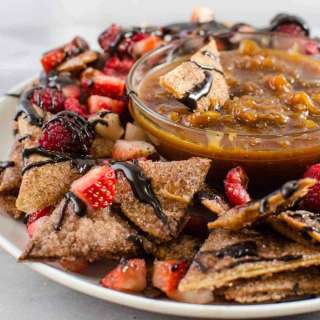 Dessert Nachos with Salted Caramel Apple Dip