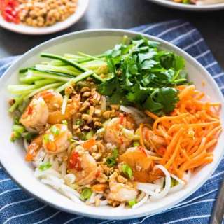 Lime Garlic Shrimp Rice Noodles
