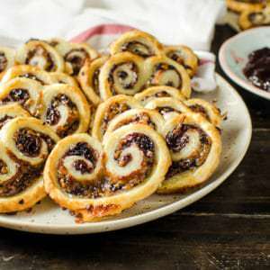 Easy, 3 ingredient Savory Palmiers (with Berry and Cheese)