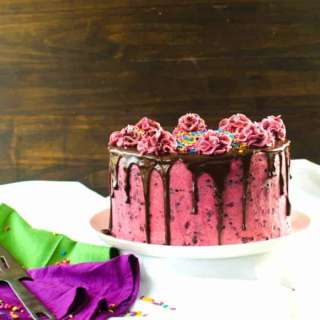 Vanilla Kiwi Cake (with Blackberry Frosting)