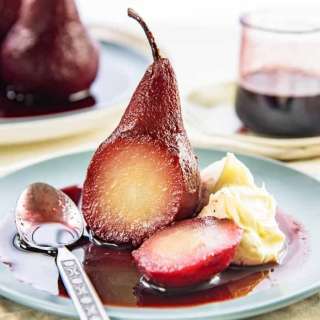 Red Wine Poached Pears