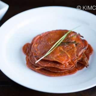 Gochujang Pancake with Chives (Korean Jangtteok) - Vegan
