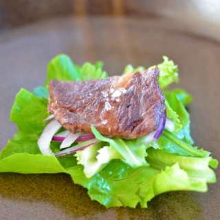 Korean Rib Eye Steak Salad with Soy Plum Dressing
