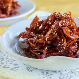 Korean Spicy Dried Squid Recipe (Ojingeochae Muchim)