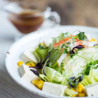 Tofu Salad with Iceberg Lettuce and Sweet Corn
