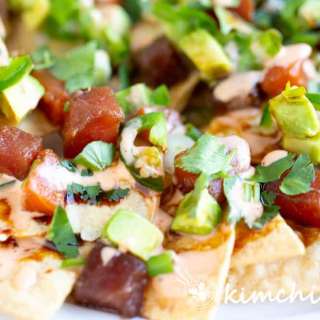 Poke Nachos with Gochujang Mayo Sauce