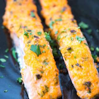 Baked Salmon with Spicy Mayo Masago Sauce