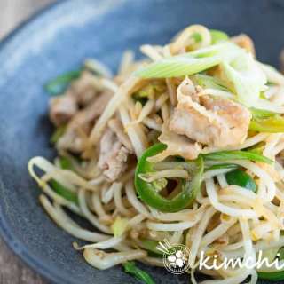 Pork Belly Stir Fry with Bean Sprouts (Daepae Samgyeopsal Sukju Bokkeum)