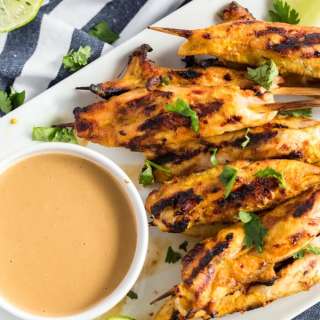 Grilled Chicken Satay Skewers (with Peanut Sauce)