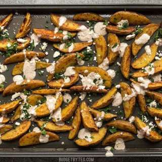 Roasted Potato Wedges with Shawarma Sauce