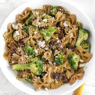 Skillet Pasta with Sun Dried Tomatoes Walnuts and Feta