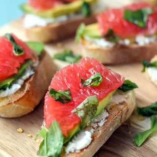 Goat Cheese Avocado Grapefruit Crostini