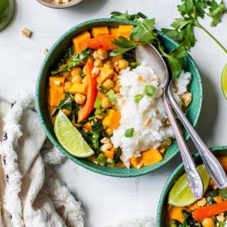 Thai Style Peanut Sweet Potato Curry with Chickpeas